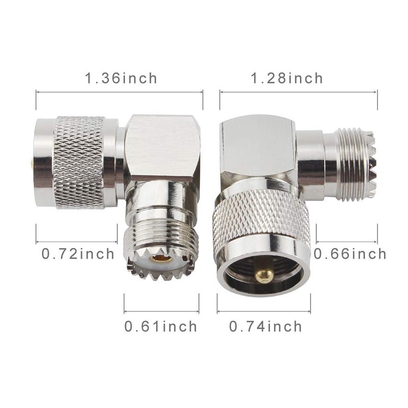 eifagur UHF Male PL-259 to UHF Female SO-239 L Shape Right Angle 90 Degree RF Coax Coaxial Adapter Connectorï¼ˆPack of 4ï¼‰ - Image 2